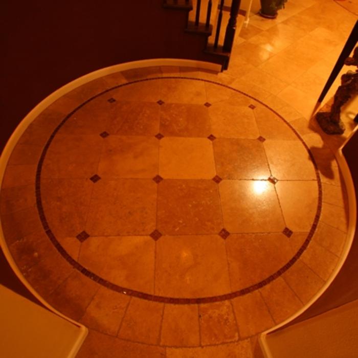 Travertine Tile with Glass Accent